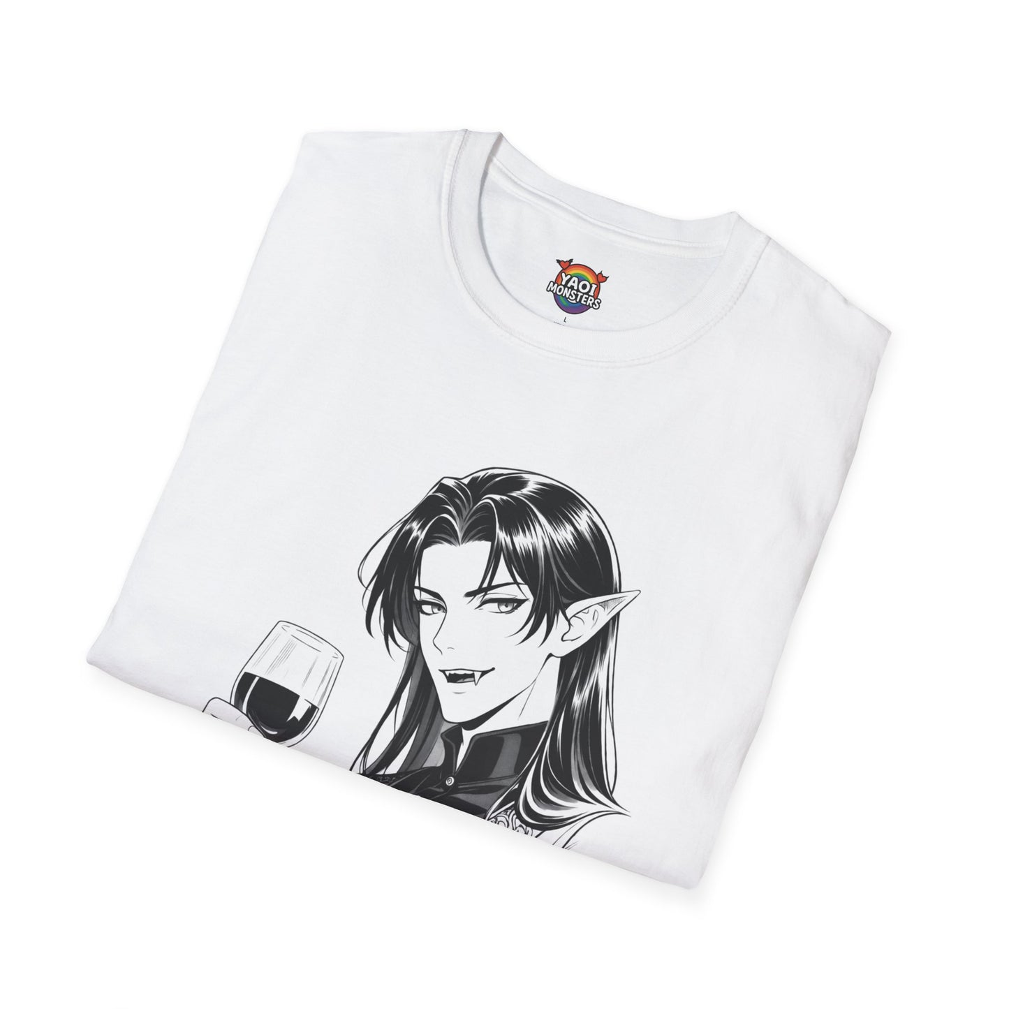 Dracula Elegant Bite Line Art Shirt— Gothic Vampire Anime Tee | Yaoi Monsters