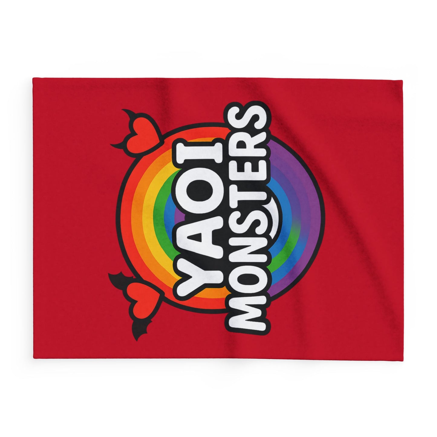 Yaoi Monsters Rainbow Logo Plush Arctic Fleece Blanket | BL Anime Throw | LGBTQ+ Pride Kawaii Cozy Couch & Bed Decor