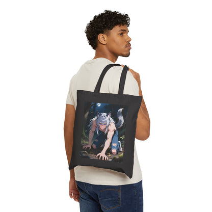 Luca Moonlit Werewolf Black Canvas Tote — Anime Wolfman Shopper | Yaoi Monsters
