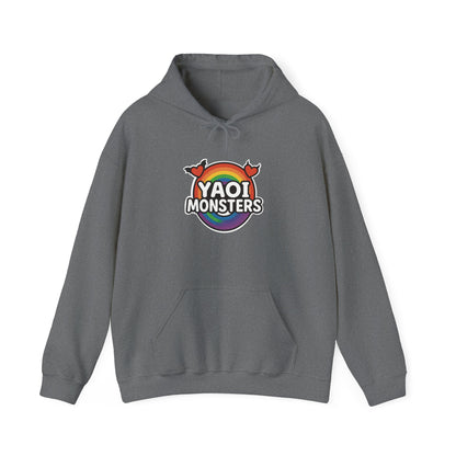 Yaoi Monsters Rainbow Logo Hoodie | Unisex Heavy Blend Pullover | LGBTQ+ Pride BL Anime Sweatshirt