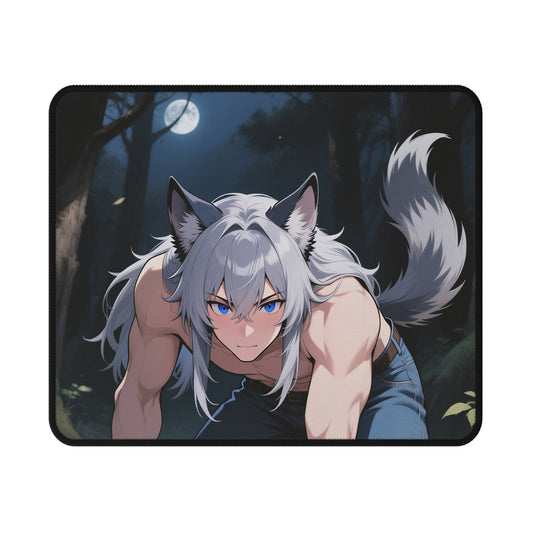 Luca Werewolf Gaming Mouse Pad — 9.5″×8″ Precision Desk Mat (Smooth Polyester, Non-Slip Rubber, Anime Wolfman Art)