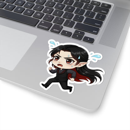 Cutie Monsters Dracula “Panic” Vinyl Sticker – Running Away Right