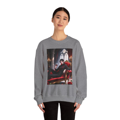 Dracula Velvet Chaise Crewneck Sweatshirt — Gothic Vampire Anime Pullover | Yaoi Monsters