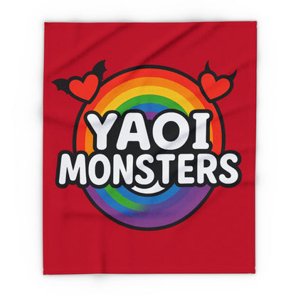 Yaoi Monsters Rainbow Logo Plush Arctic Fleece Blanket | BL Anime Throw | LGBTQ+ Pride Kawaii Cozy Couch & Bed Decor