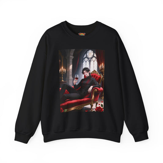 Dracula Velvet Chaise Crewneck Sweatshirt — Gothic Vampire Anime Pullover | Yaoi Monsters