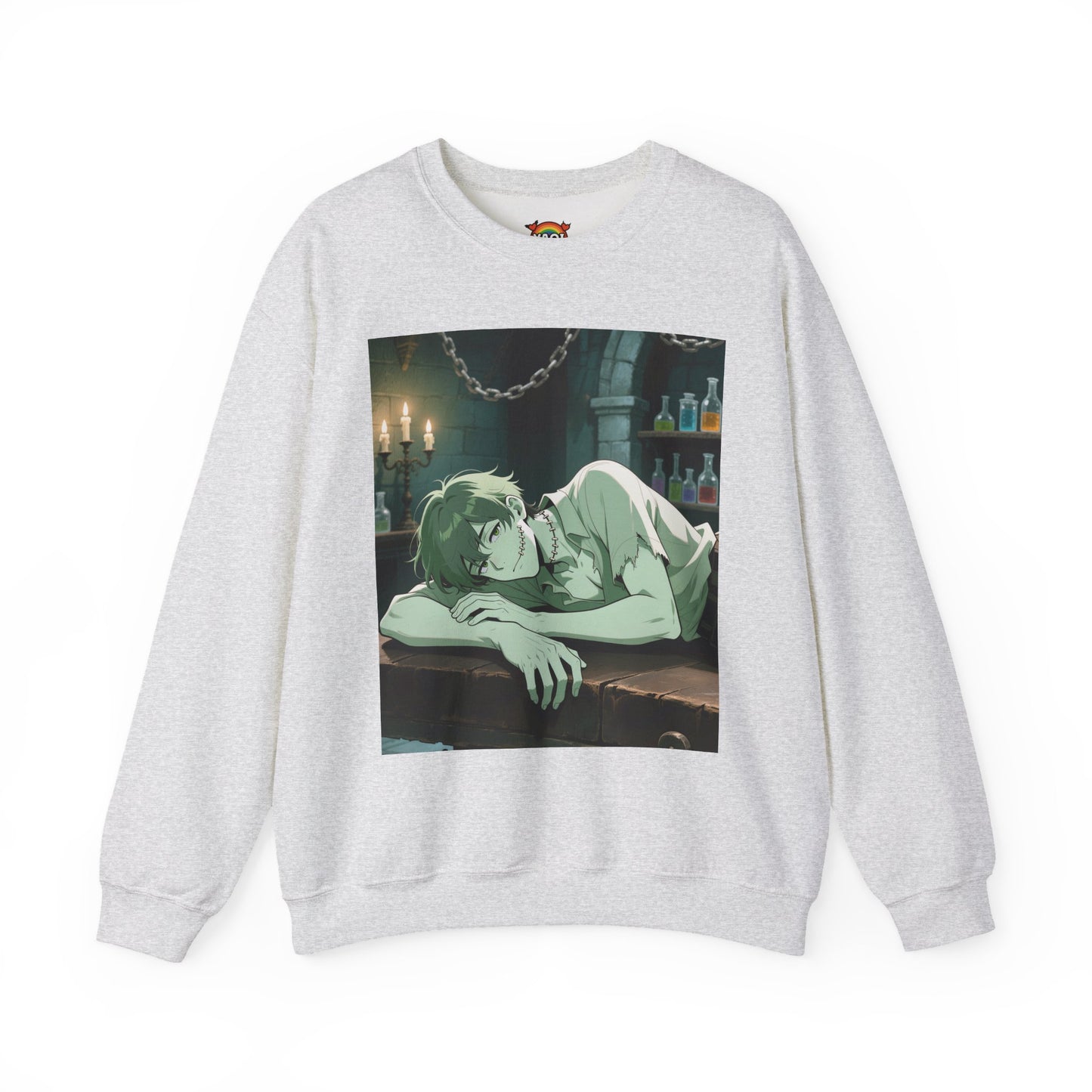 Adam Frankenstein Crewneck Sweatshirt — Heavy Blend Anime Pullover (Customizable) | Yaoi Monsters