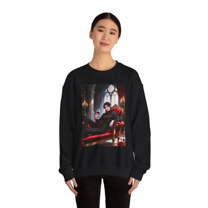 Dracula Velvet Chaise Crewneck Sweatshirt — Gothic Vampire Anime Pullover | Yaoi Monsters