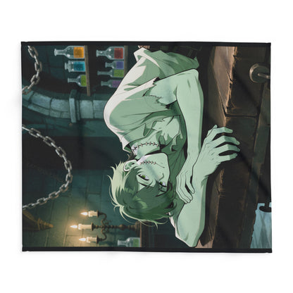Adam Frankenstein Lab Fleece Blanket — Anime Frankenstein’s Monster Throw | Gothic Cozy Home Decor  | Yaoi Monsters