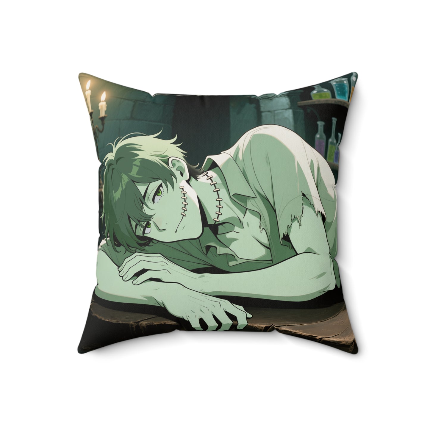 Dracula & Adam Double-Sided Throw Pillow — Vampire x Frankenstein Gothic Anime Decor | Yaoi Monsters