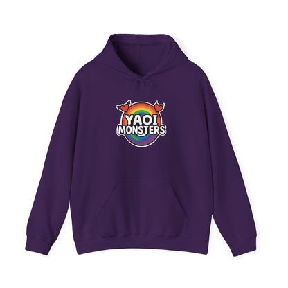 Yaoi Monsters Rainbow Logo Hoodie | Unisex Heavy Blend Pullover | LGBTQ+ Pride BL Anime Sweatshirt