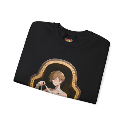Mummy Crewneck Sweatshirt – Unisex Heavy Blend | Gothic Mummy Pullover, Anime Monster Sweater & Halloween Streetwear by Yaoi Monsters