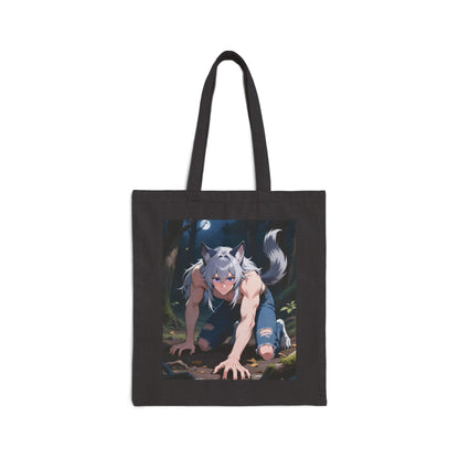 Luca Moonlit Werewolf Black Canvas Tote — Anime Wolfman Shopper | Yaoi Monsters