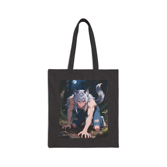 Luca Moonlit Werewolf Black Canvas Tote — Anime Wolfman Shopper | Yaoi Monsters