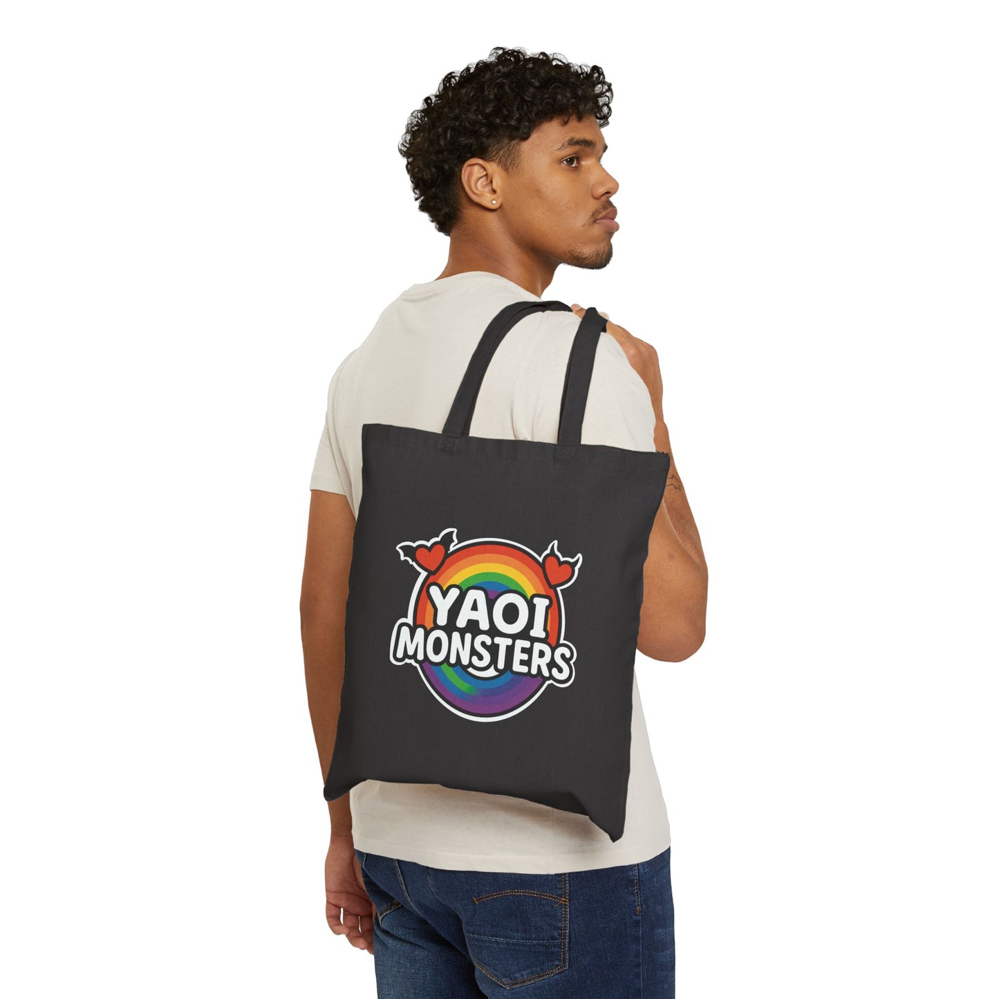 Adam Frankenstein Black Canvas Tote (15" × 16") — Bookstore & Con Haul Bag | Yaoi Monsters