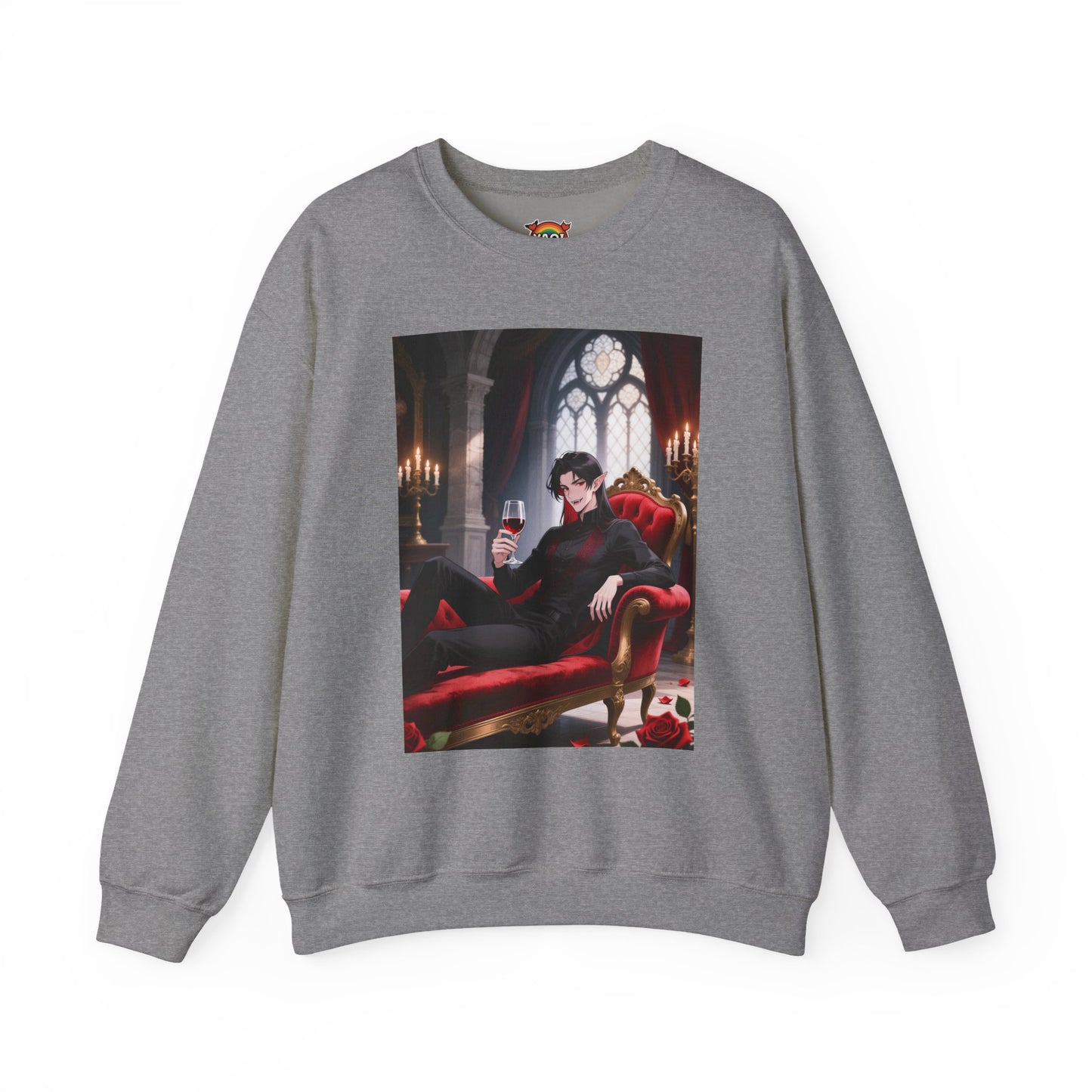 Dracula Velvet Chaise Crewneck Sweatshirt — Gothic Vampire Anime Pullover | Yaoi Monsters