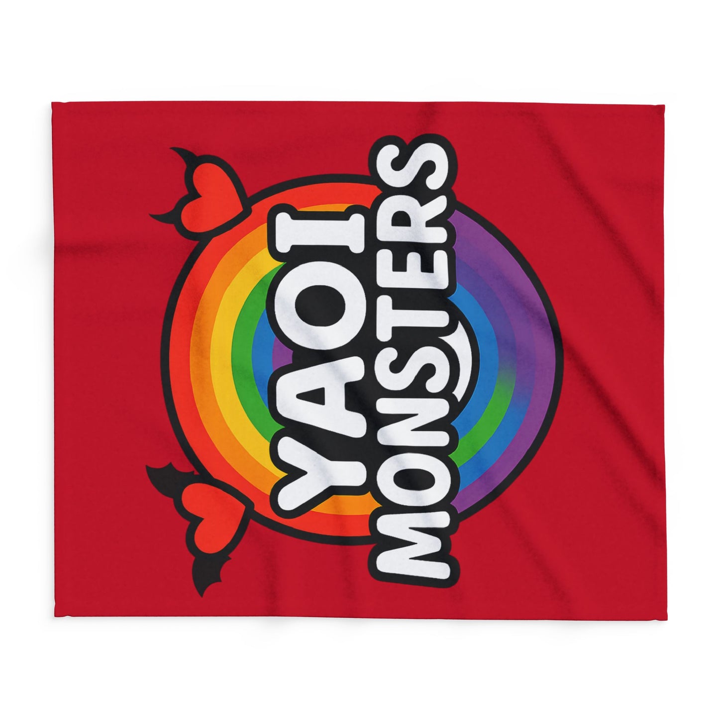 Yaoi Monsters Rainbow Logo Plush Arctic Fleece Blanket | BL Anime Throw | LGBTQ+ Pride Kawaii Cozy Couch & Bed Decor