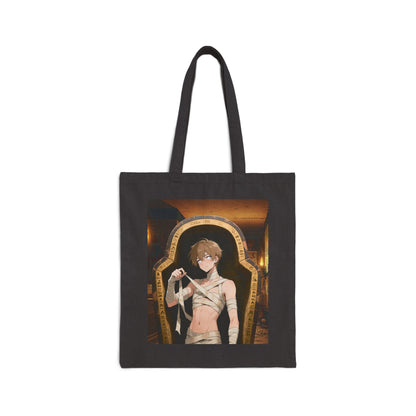 Imhotep Mummy Market Tote – 15" x 16" Black Canvas | Gothic Book Bag & Anime Mummy Haul Bag | Yaoi Monsters