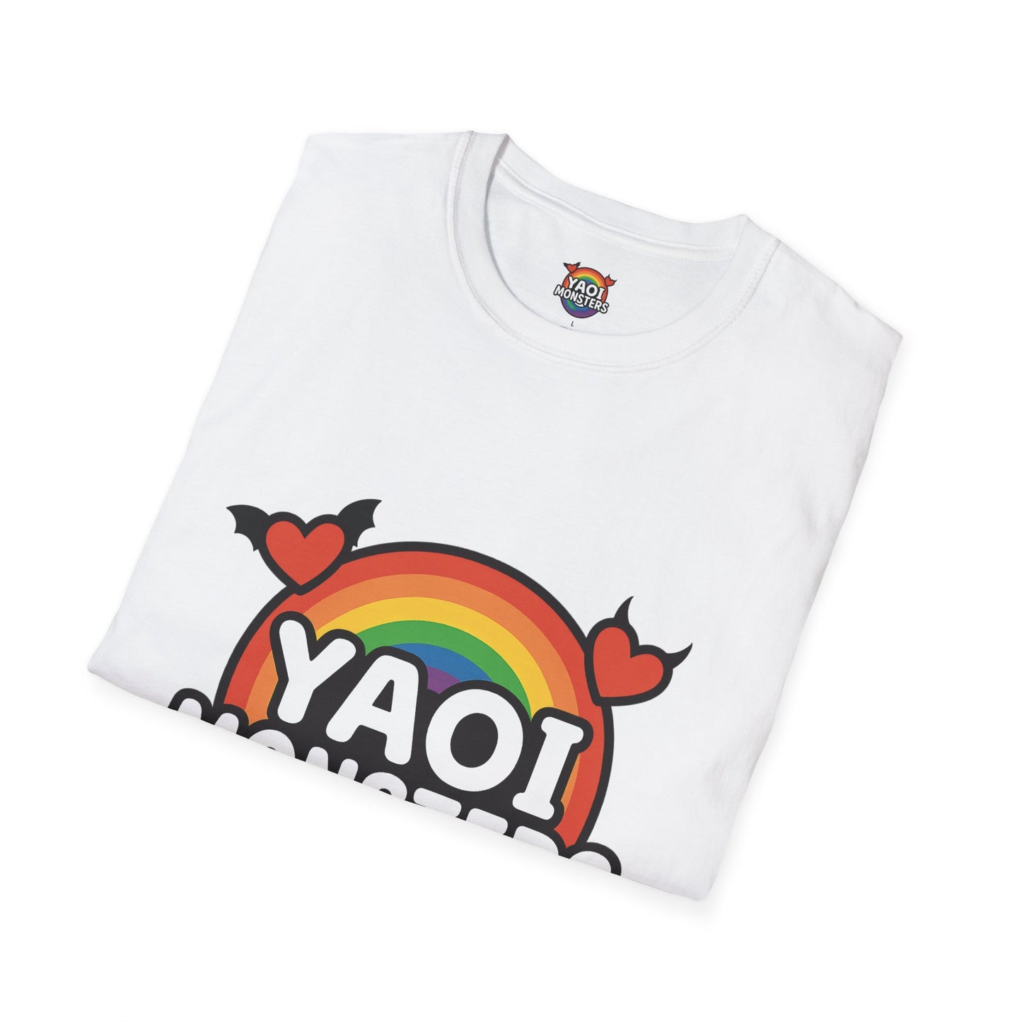 Yaoi Monsters Rainbow Logo T-Shirt | Unisex BL Anime Tee | LGBTQ+ Pride Kawaii Monster Shirt