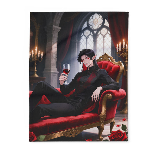 Dracula Velvet Chaise Fleece Blanket — Gothic Vampire Throw | Yaoi Monsters