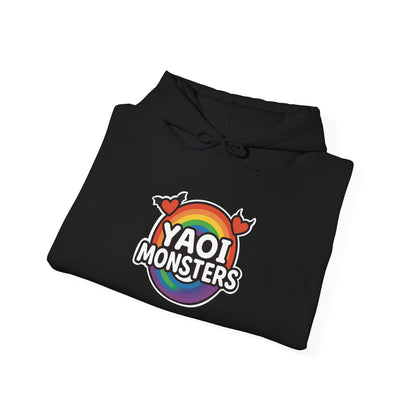 Yaoi Monsters Rainbow Logo Hoodie | Unisex Heavy Blend Pullover | LGBTQ+ Pride BL Anime Sweatshirt