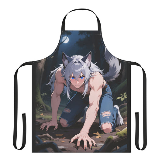 Luca Werewolf Apron — Moonlit Cooking & BBQ Apron (Customizable, Stain-Resistant Canvas) | Yaoi Monsters