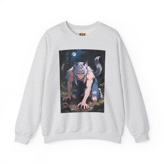 Luca Werewolf Crewneck Sweatshirt — Unisex Heavy-Blend Pullover (Gothic Anime Wolfman, Fleece Interior, Custom Embroidery, Oeko-Tex Dyes)