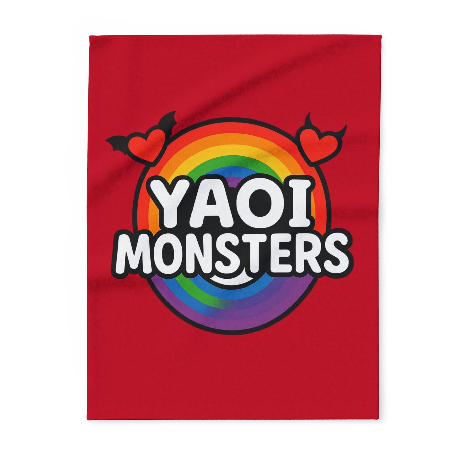 Yaoi Monsters Rainbow Logo Plush Arctic Fleece Blanket | BL Anime Throw | LGBTQ+ Pride Kawaii Cozy Couch & Bed Decor