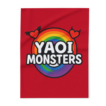 Yaoi Monsters Rainbow Logo Plush Arctic Fleece Blanket | BL Anime Throw | LGBTQ+ Pride Kawaii Cozy Couch & Bed Decor
