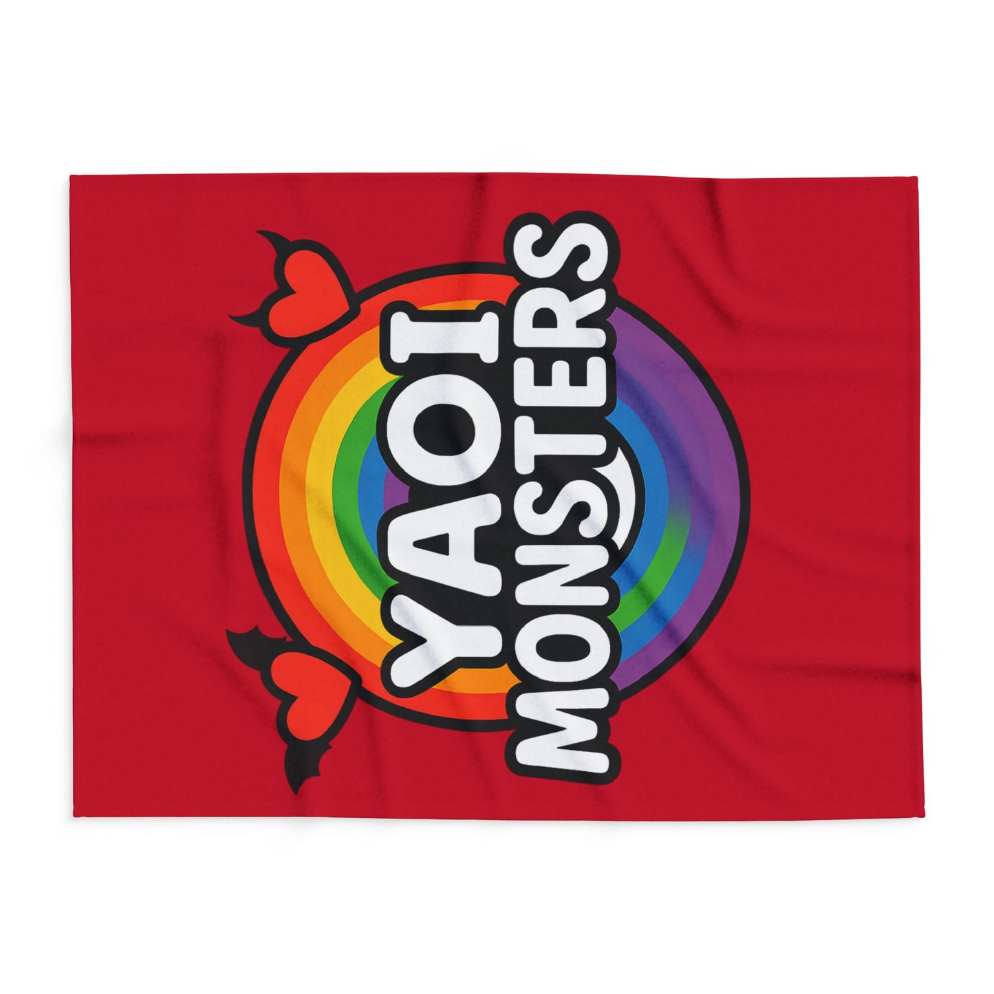Yaoi Monsters Rainbow Logo Plush Arctic Fleece Blanket | BL Anime Throw | LGBTQ+ Pride Kawaii Cozy Couch & Bed Decor