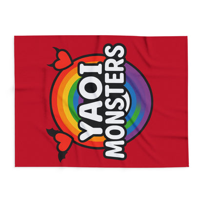Yaoi Monsters Rainbow Logo Plush Arctic Fleece Blanket | BL Anime Throw | LGBTQ+ Pride Kawaii Cozy Couch & Bed Decor