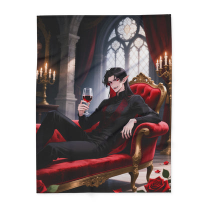 Dracula Velvet Chaise Fleece Blanket — Gothic Vampire Throw | Yaoi Monsters