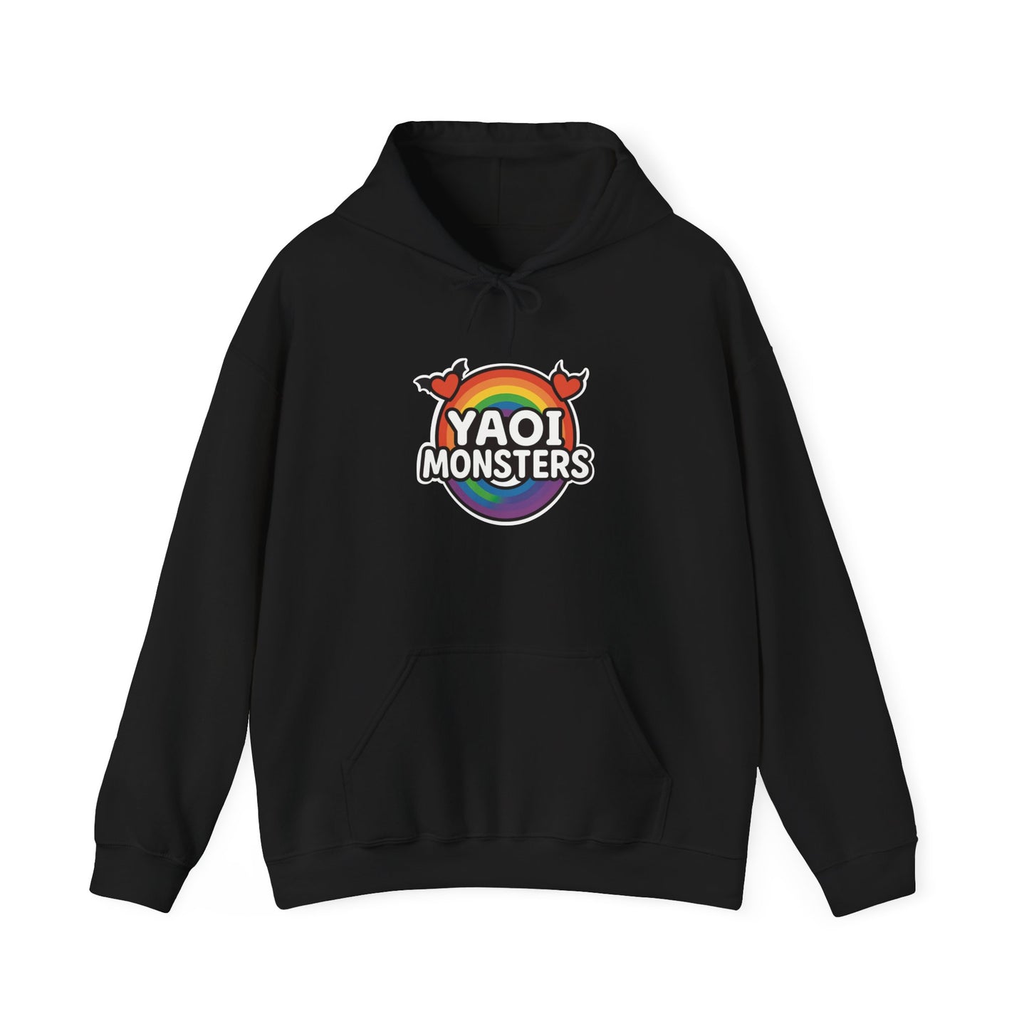Yaoi Monsters Rainbow Logo Hoodie | Unisex Heavy Blend Pullover | LGBTQ+ Pride BL Anime Sweatshirt