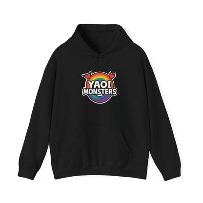 Yaoi Monsters Rainbow Logo Hoodie | Unisex Heavy Blend Pullover | LGBTQ+ Pride BL Anime Sweatshirt