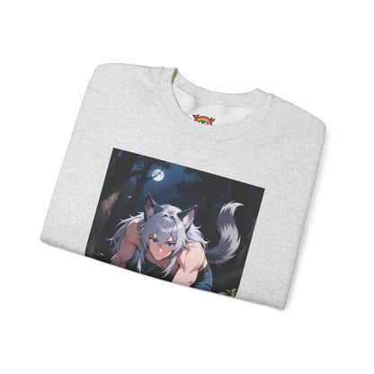 Luca Werewolf Crewneck Sweatshirt — Unisex Heavy-Blend Pullover (Gothic Anime Wolfman, Fleece Interior, Custom Embroidery, Oeko-Tex Dyes)
