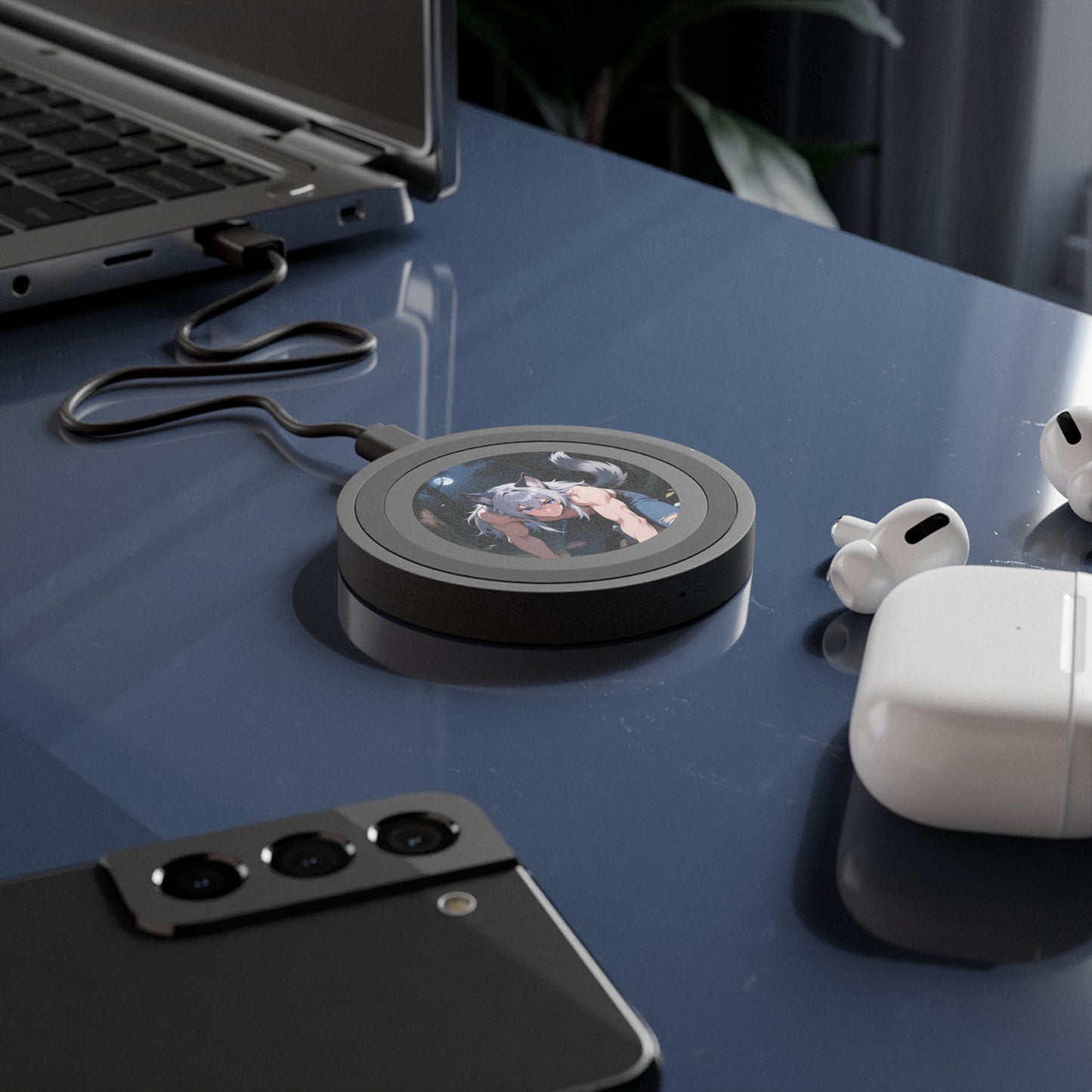 Luca Moonlit Werewolf Wireless Charger — Qi Charging Pad for iPhone, Samsung Galaxy & Google Pixel | Yaoi Monsters