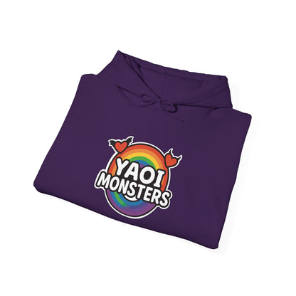 Yaoi Monsters Rainbow Logo Hoodie | Unisex Heavy Blend Pullover | LGBTQ+ Pride BL Anime Sweatshirt