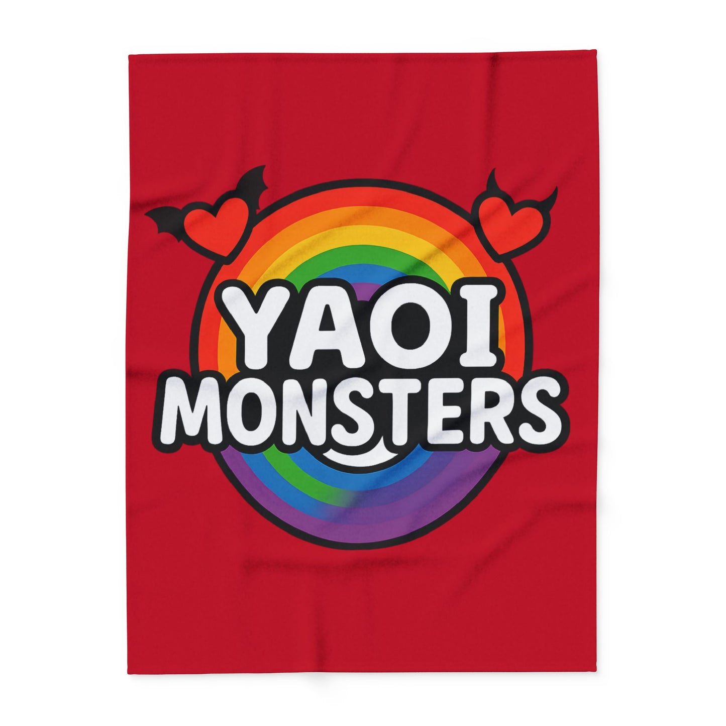 Yaoi Monsters Rainbow Logo Plush Arctic Fleece Blanket | BL Anime Throw | LGBTQ+ Pride Kawaii Cozy Couch & Bed Decor
