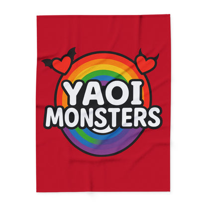 Yaoi Monsters Rainbow Logo Plush Arctic Fleece Blanket | BL Anime Throw | LGBTQ+ Pride Kawaii Cozy Couch & Bed Decor