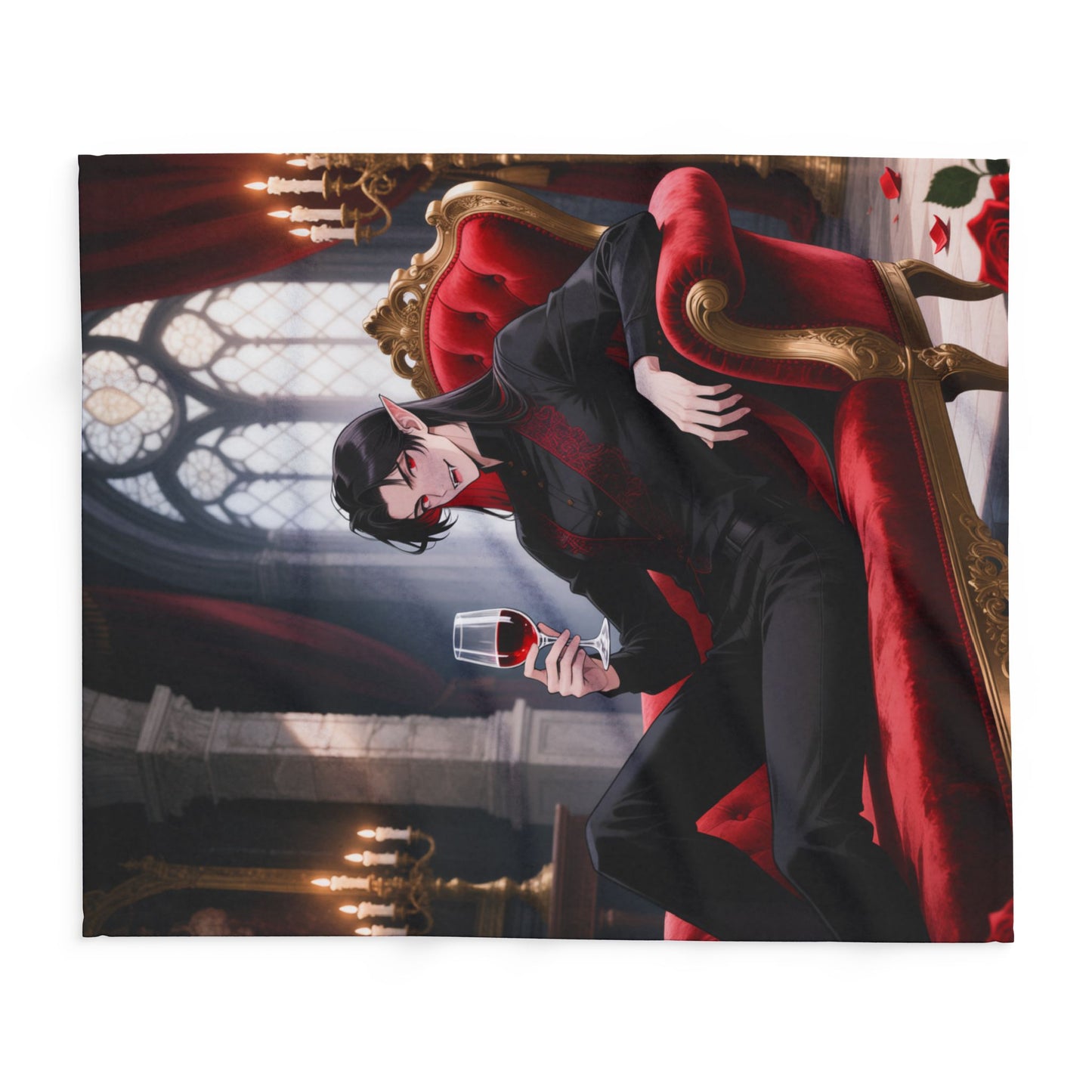 Dracula Velvet Chaise Fleece Blanket — Gothic Vampire Throw | Yaoi Monsters
