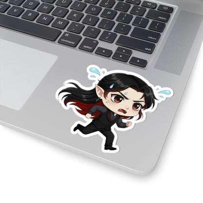 Cutie Monsters Dracula “Panic” Vinyl Sticker – Running Away Left