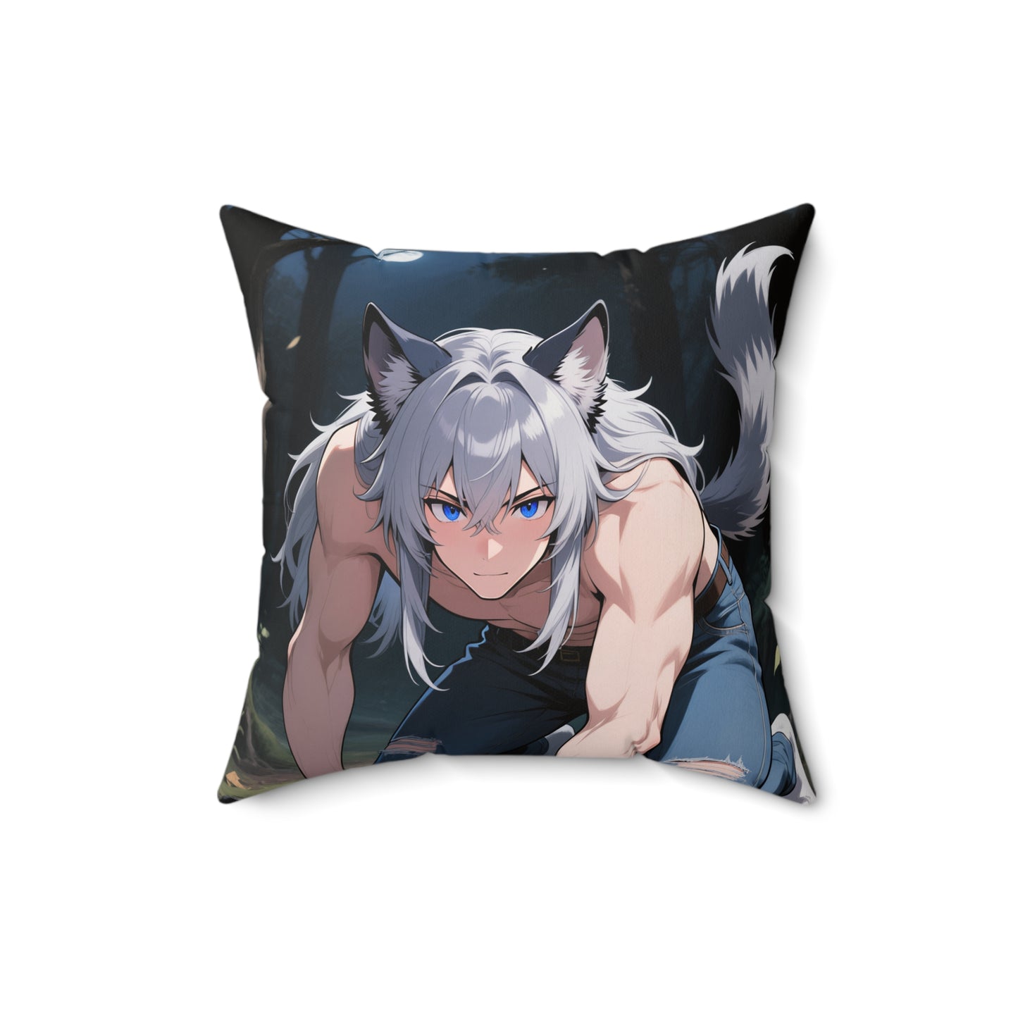 Luca & Imhotep Double-Sided Throw Pillow — Moonlit Werewolf x Mummy Gothic Anime Decor | Yaoi Monsters