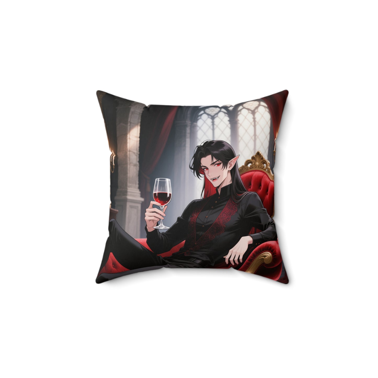 Dracula & Adam Double-Sided Throw Pillow — Vampire x Frankenstein Gothic Anime Decor | Yaoi Monsters