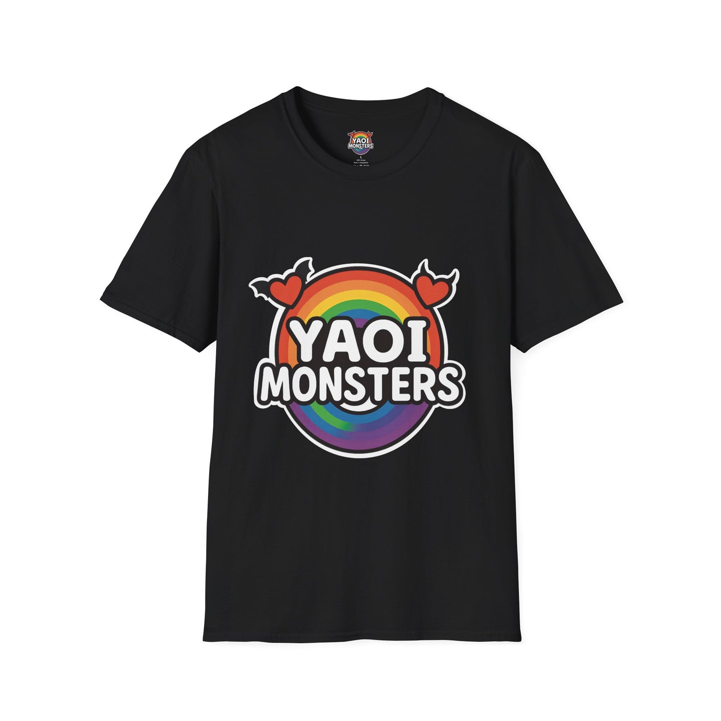 Yaoi Monsters Rainbow Logo T-Shirt | Unisex BL Anime Tee | LGBTQ+ Pride Kawaii Monster Shirt