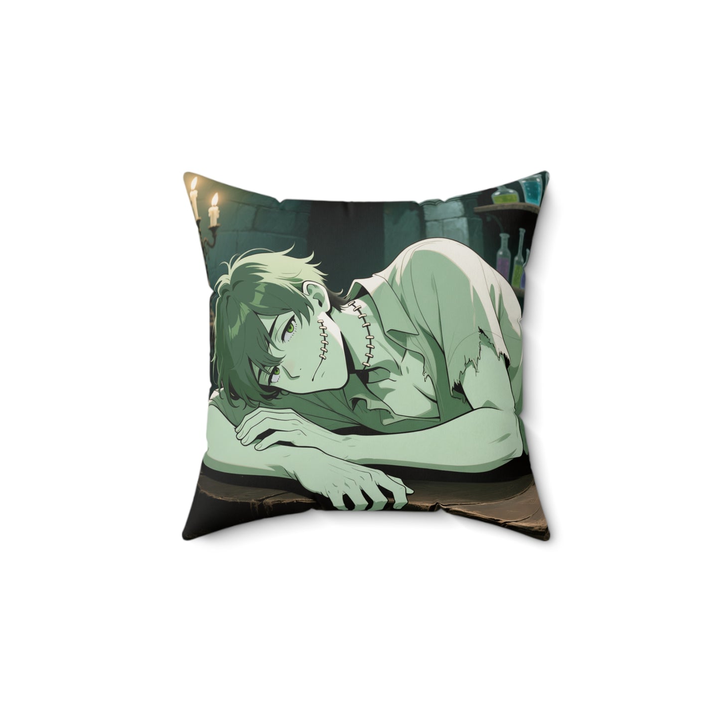 Dracula & Adam Double-Sided Throw Pillow — Vampire x Frankenstein Gothic Anime Decor | Yaoi Monsters