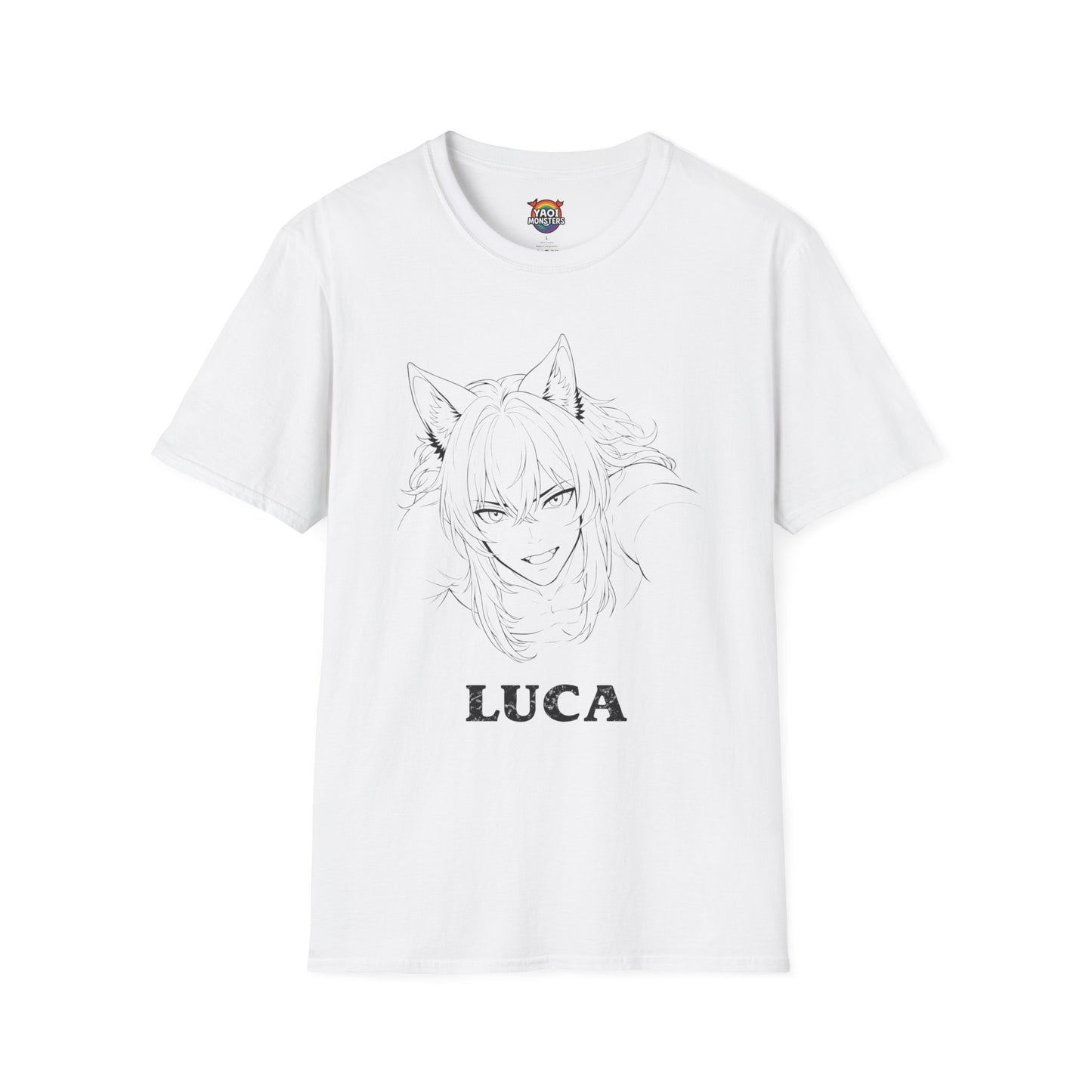 Luca Flirty Wolfboy Line Art Shirt— Anime Wolfboy Graphic Tee | Yaoi Monsters