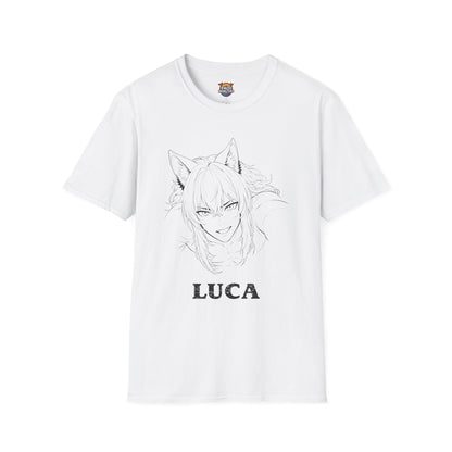 Luca Flirty Wolfboy Line Art Shirt— Anime Wolfboy Graphic Tee | Yaoi Monsters