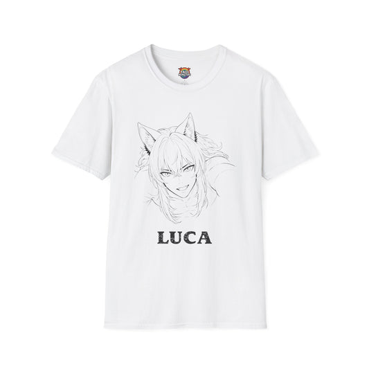 Luca Flirty Wolfboy Line Art Shirt— Anime Wolfboy Graphic Tee | Yaoi Monsters