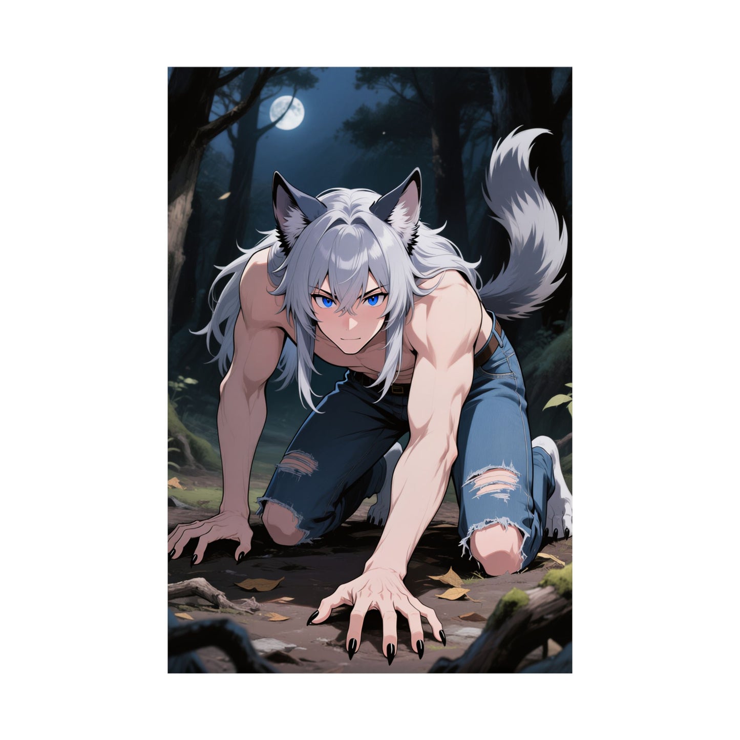Luca Moonlit Werewolf Poster — Anime Wolfman Wall Art, (Matte Archival Print)