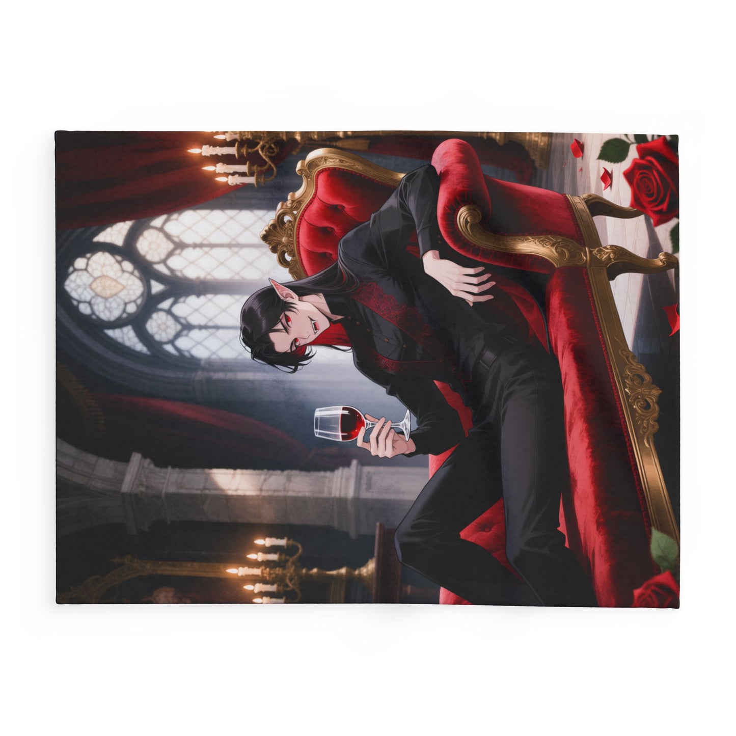 Dracula Velvet Chaise Fleece Blanket — Gothic Vampire Throw | Yaoi Monsters