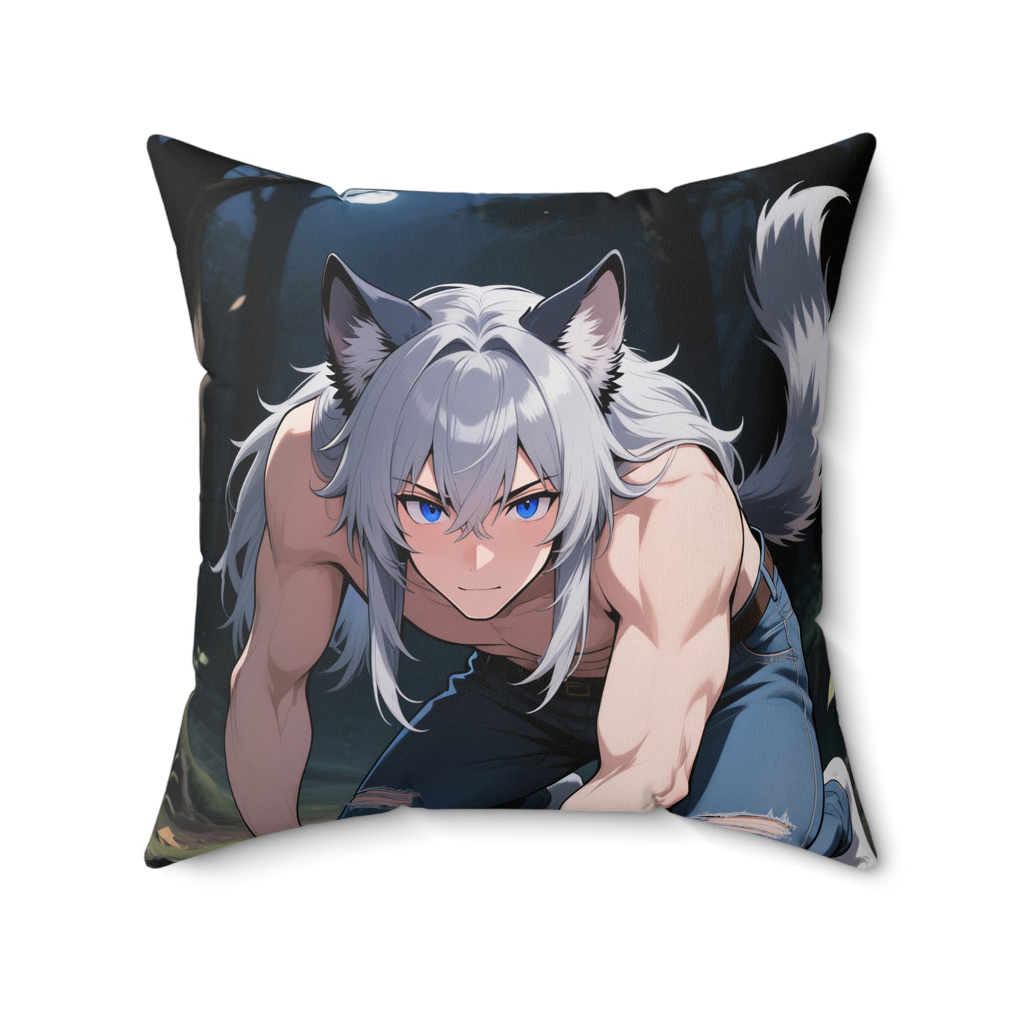 Luca & Imhotep Double-Sided Throw Pillow — Moonlit Werewolf x Mummy Gothic Anime Decor | Yaoi Monsters